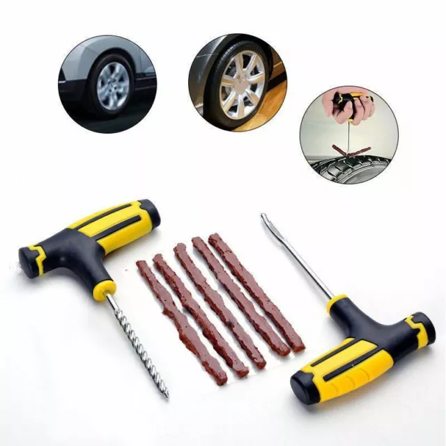 Kit de Réparation Crevaison Pneu Crevé Tubeless Roue Voiture Moto Quad +5 Mèches