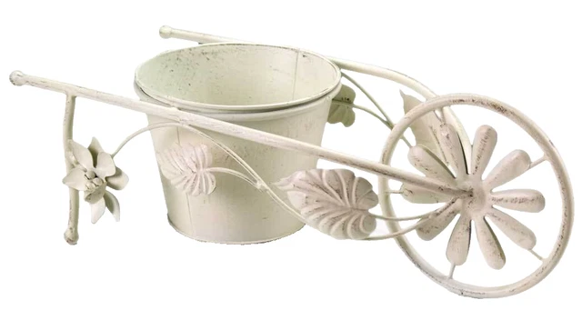 Vasetto Decorativo In Metallo Antico Argento | Altezza 16 Cm | Design Vintage Shabby Chic Per Fiori Secchi - 3