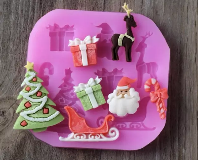 Christmas Santa Silicone Icing Mould Baking Sugar craft Fondant Cake Topper Bell