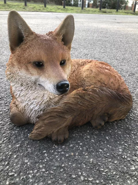 FOX FIGURE Resting laying fox sculpture Large Ultra Realistic Garden fox figure