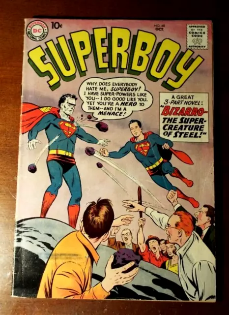 SUPERBOY #68 DC COMICS OCTOBER 1958 BIZARRO ORIGIN & 1st APPEARANCE