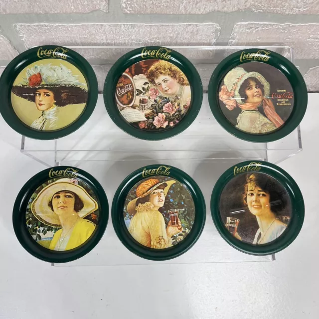 6 Vintage 1983 Coca Cola Coasters 3.5" Victorian Ladies Ohio Art Company