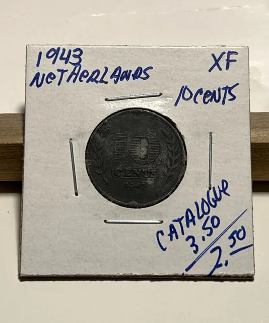1943 Netherlands 10 Cents XF (INV C)