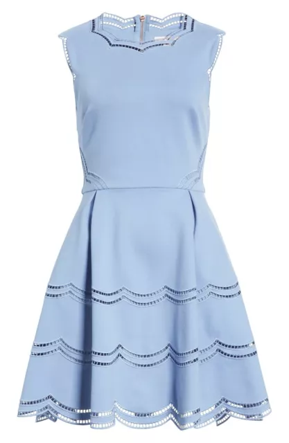 TED BAKER CAMMEY Embroidered scallop detail skater dress ted Size 3 UK Size 12 90.00 PicClick UK