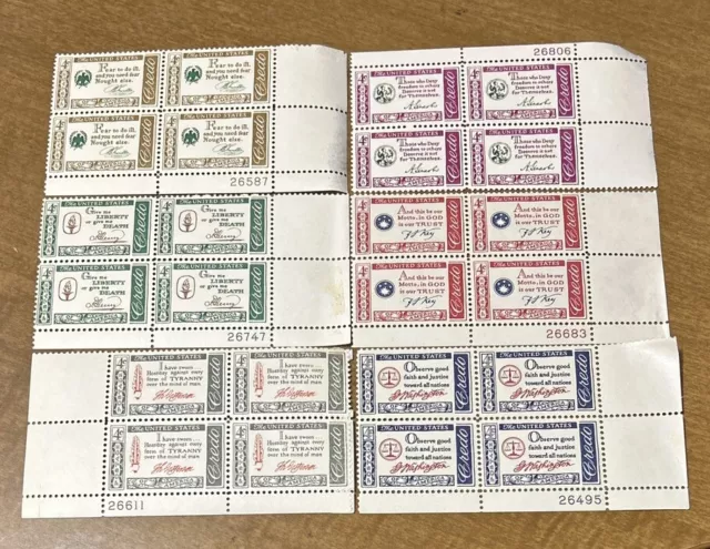 USA Scott #1139 - 1144 American Credo Series Set of 6 MNH PLATE BLOCKS