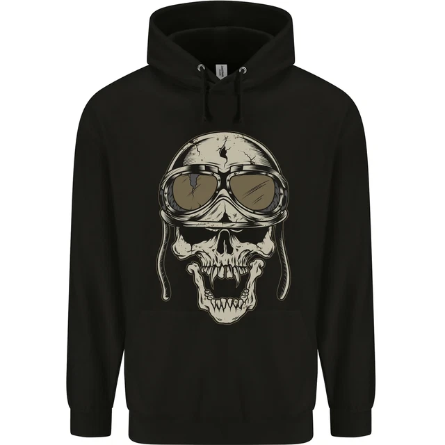 Biker Skull Motorcycle Skulls Motorbike Childrens Kids Hoodie