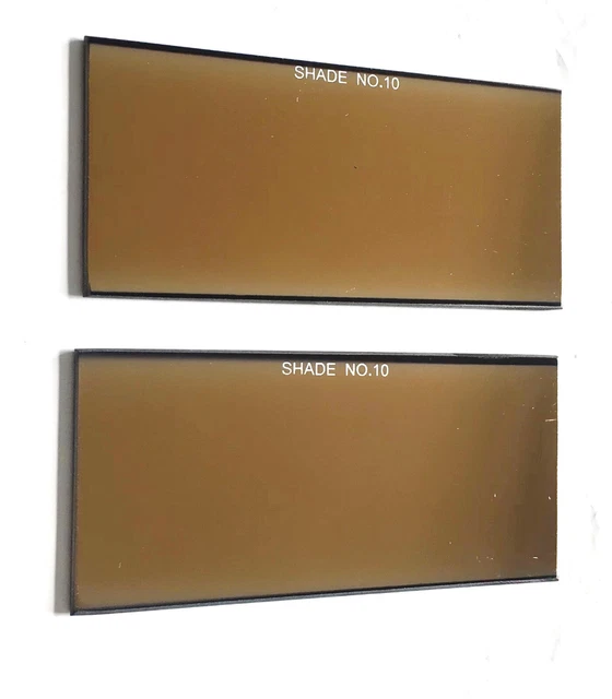 2pcs gold welding hood lens helmet filter glass  shade 10 sized 2x4.25"