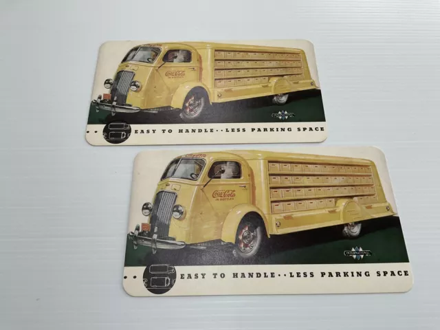Original 1940s Post Card Coca-Cola Truck Advertising Int'l Harvester Co. X2 NOS