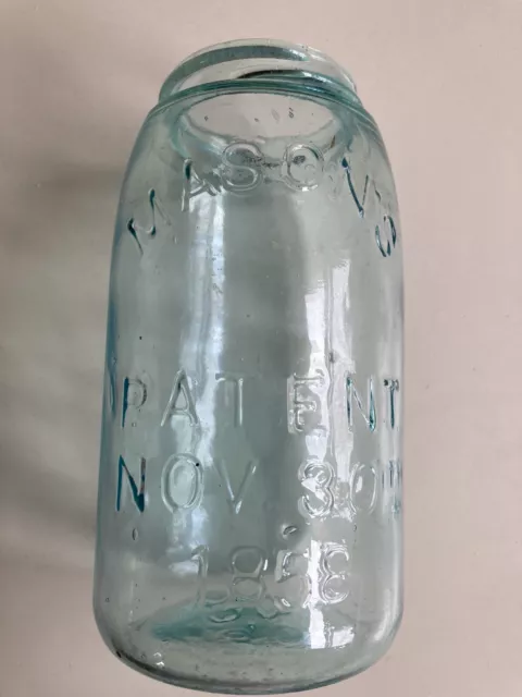 Mason's Patent Nov 30Th 1858 Green Quart Jar