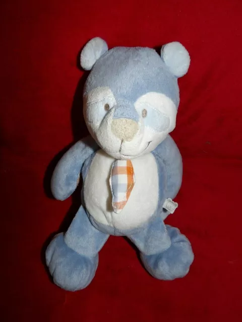 Doudou Peluche Castor William & Henry Noukie's  Bleu Blanc Ecossais 28 cm