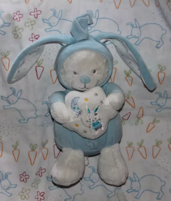 DOUDOU PELUCHE MAX & ET SAX OURS LAPIN BLEU BLANC MUSICAL ETOILE NUAGE 28cm NEUF
