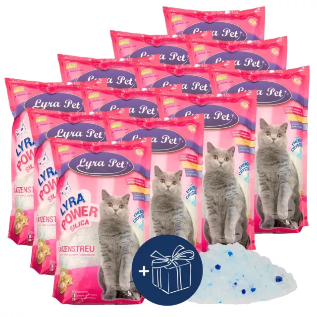 12 x 5 L = 60 L Lyra Power Silikat Katzenstreu Cat Streu Lyra Pet® + Geschenk