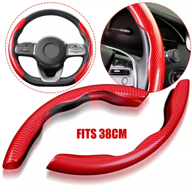 Carbon Fiber Red Universal Car Steering Wheel Booster Cover NonSlip Accessory US