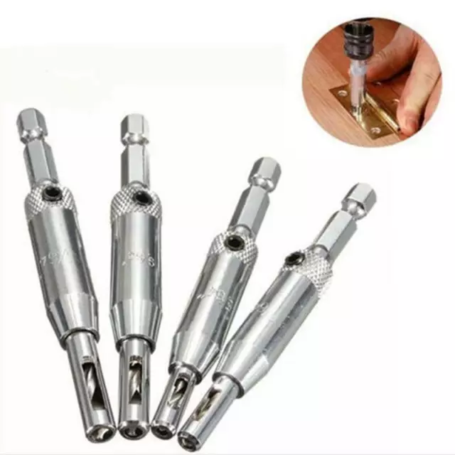 4PCS Center Doors Self Centering Hinge Tapper Core Drill Bit Set Hole Puncher