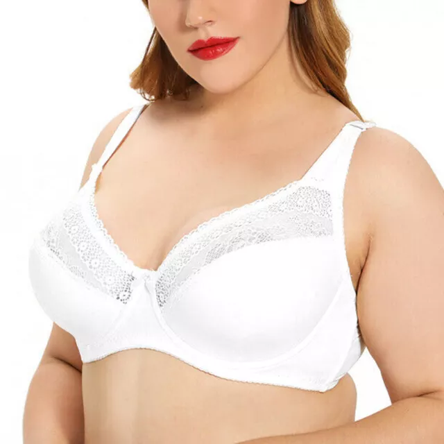PLUS SIZE WOMEN'S Full Coverage Underwire Non Padded Lace Sheer