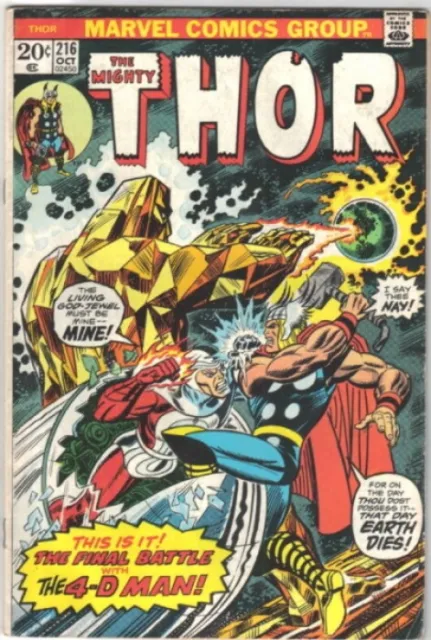 The Mighty Thor Comic Book #216 Marvel Comics 1973 FINE