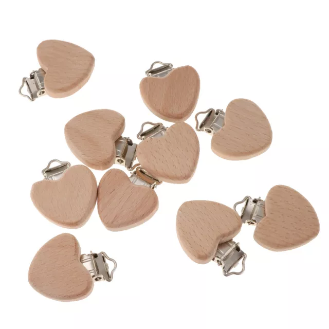 10er Holz Schnullerketten Clips/Dummy Nippel Halter für Baby und Kind