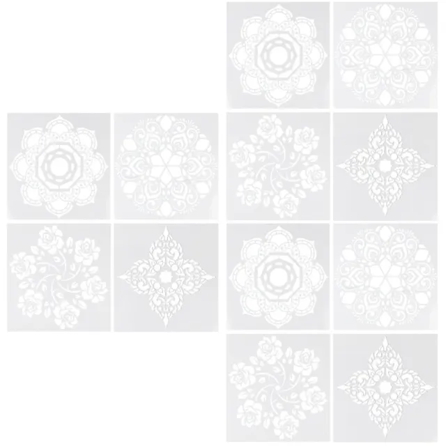 12 Pcs Hollow Out Stencils Drawing Templates Mandala Flower Drawing Stencils