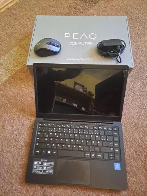 PEAQ Notebook Slim S132 laptop, wie neu, FHD IPS, 128GB M.2 SSD