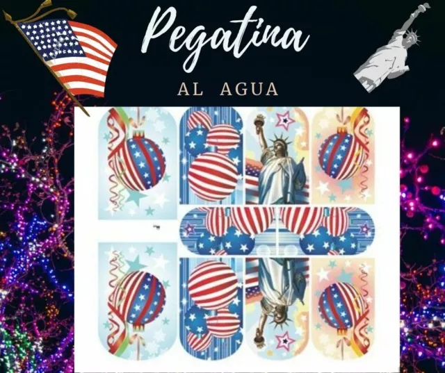 Pegatinas Al Agua America Decoración Uñas Manicura Nail Water Decals Sticker