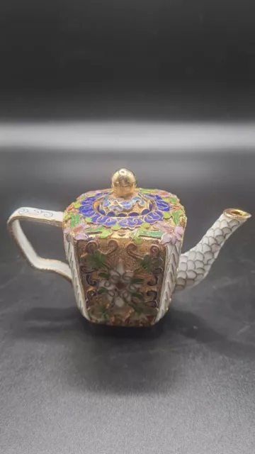 Cloisonne Teekanne bunt Deko  Ornamente Handarbeit AA-22-3 10*5*7cm