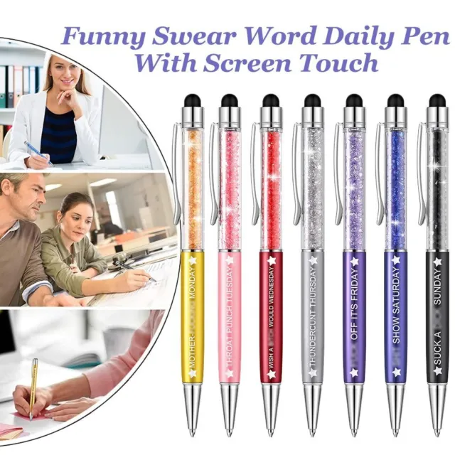 7PCS Funny Pens Swear Word Daily Pen Set Funny Office Gifts Quotes Pen  Screen Touch Stylus