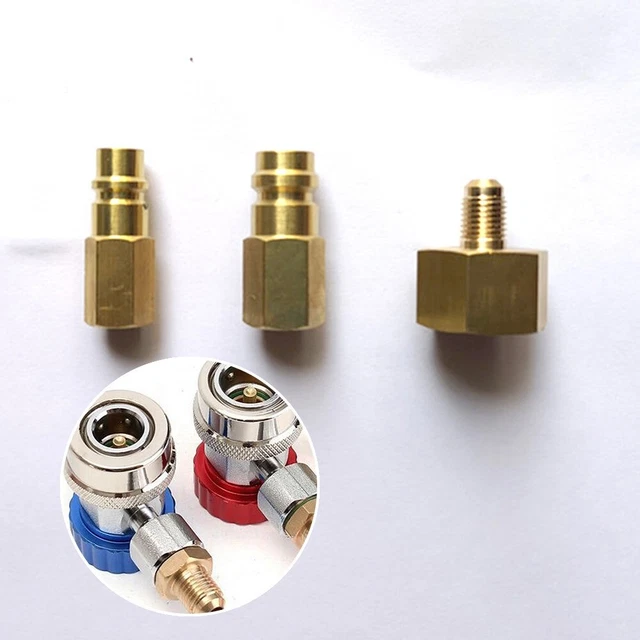 Adaptateur Climatisation Voiture R134A – Connexion Métal Filetage SAE 1/4 Mâle Vers 3/4 Femelle