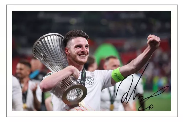 Declan Rice WEST HAM Conference League Signed Autograph 12x8 PHOTO Gift Print