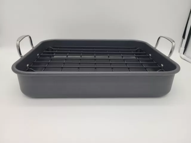 Rachael Ray 87657 Hard-Anodized Nonstick Bakeware Roaster with Dual-Height Rack