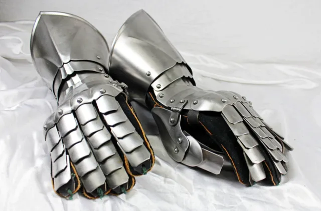 Hand Forged Armored Steel Battle Gauntlets sca larp hand armor gloves medieval