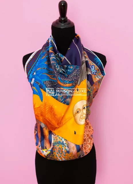 Hermes Jeu de Soie Orange Twill Silk 90 cm 36 Scarf Shawl Stole