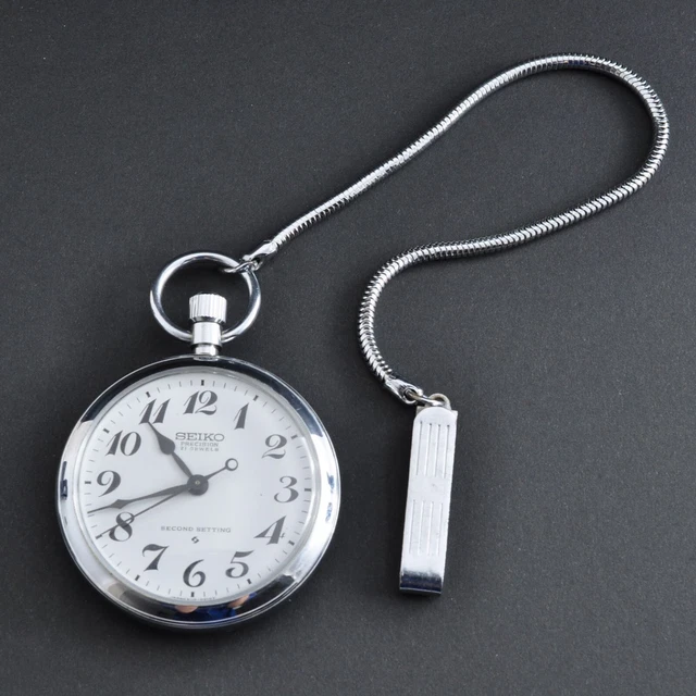 SEIKO PRECISION 21J vintage pocket watch 6110 manual mechanical Japan