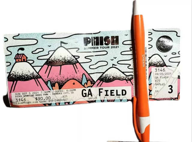 Phish Concert Ticket Stub, September 5, 2021, Dicks Sporting Goods, Colorado