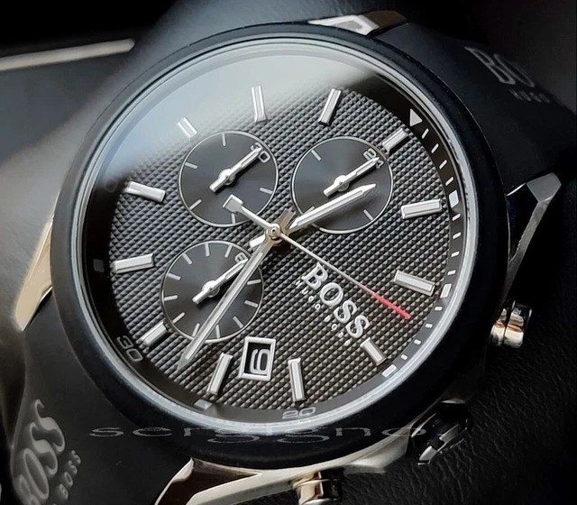 NEW GENUINE BOSS VELOCITY HB1513718 BLACK WHITE RUBBER STRAP MEN'S WATCH GIFT - Foto 7