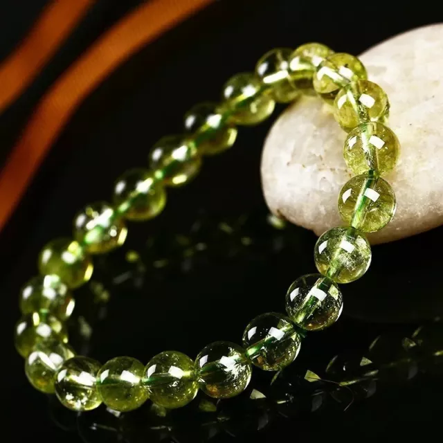 8Mm Handmade Natural Peridot Balance Bracelet Round Beads Healing Reiki Gift