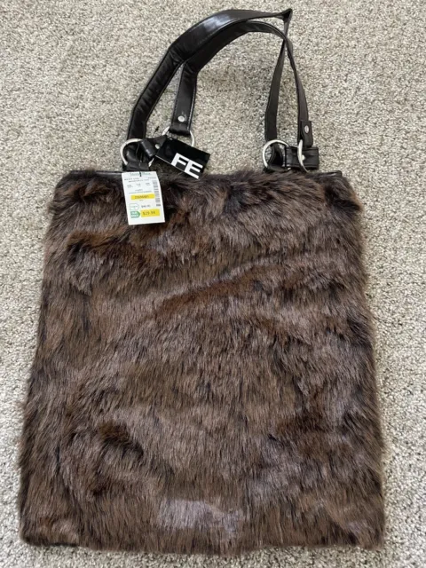 Fashion Express Women's  Brown Faux Fur  Purse New With Tags Shipping Included