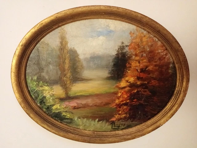Tableau Original Rare 'Golden Meadows' D'Eyvind Earle - Huile Sur Panneau Signée - Scène De Matin D'Octobre