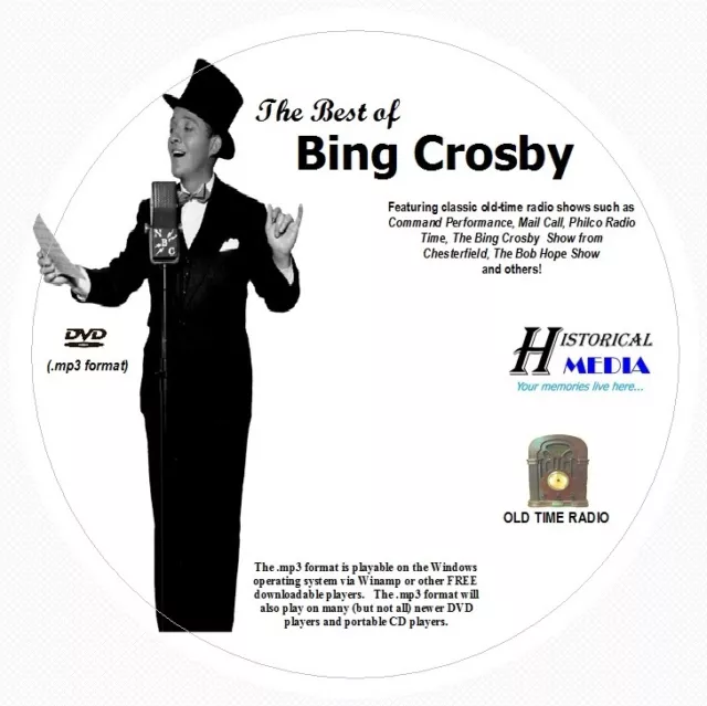 BEST OF BING CROSBY - 266 Shows Old Time Radio In MP3 Format OTR On 1 DVD