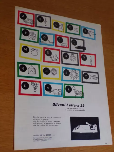 Olivetti Lettera 22 Macchina Scrivere Anno 1958 Anni 50=Pubblicita=Advertsing=3