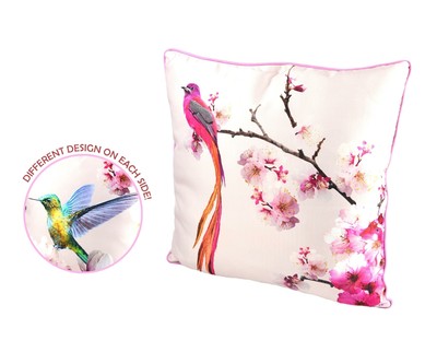Cuscino di Raso Cuscino Cover Custodia Morbida Blush Birds Floreale Rosa Cherry Blossom 45cm 