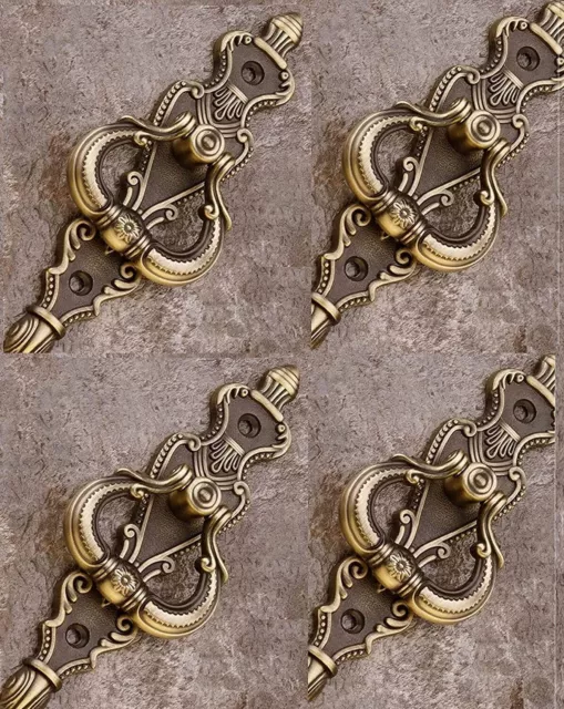 Door Knocker with Ring Antique Look Brass Finish Handle Set of 4 with Screws