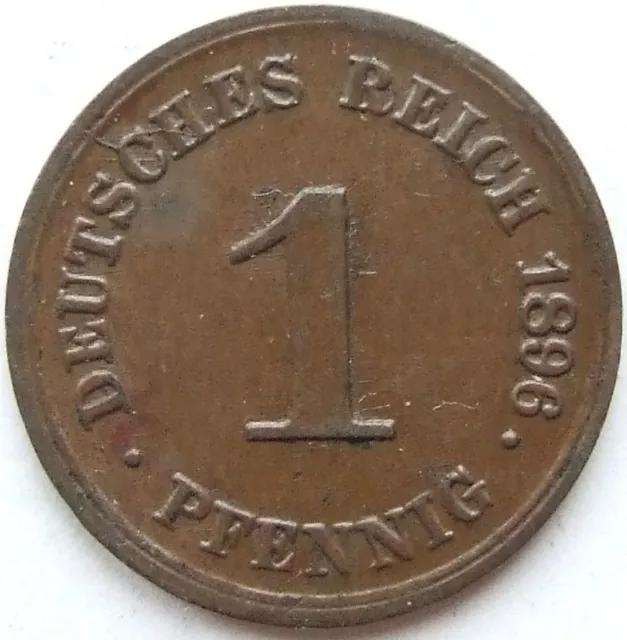 Moneta Reich Tedesco Impero Tedesco 1 Pfennig 1896 G IN Extremely fine