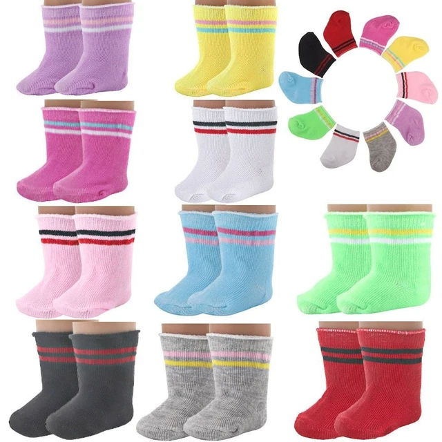 Sunportzida 10 Pairs Mini Doll Socks - Accessories For 18 Inch American Girl Style Dolls