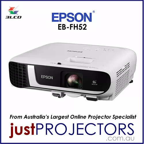 Epson EB-FH52 FULL HD Projector from Just Projectors. Aussie Release 2y warranty