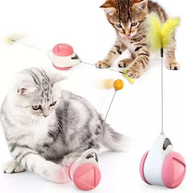 Jouet interactif avec balle rotative et plume pour chats 