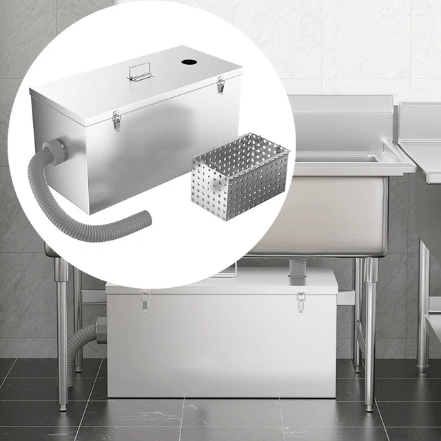 Commercial 25LB Gallons Per Minute Grease Trap Stainless Steel Interceptor 13GPM