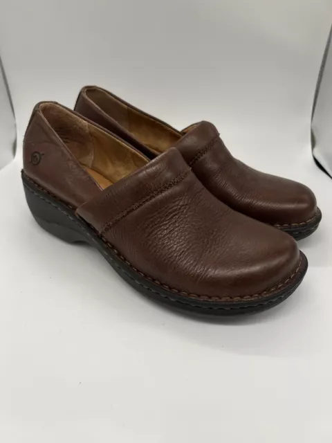 BOC Born Concept Clogs Womens Size 7.5M US Leather Brown Closed Mules Shoes
