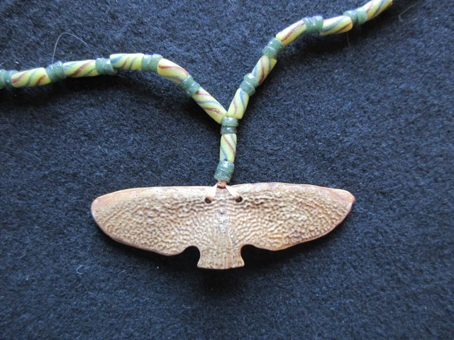 Rare Native American Hand Engraved Gorget On Trade Bead Necklace,  Pe-0523*07460