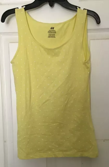 NEW H&M Girls L 12 14 Tank Top Yellow Polka Dots Shirt