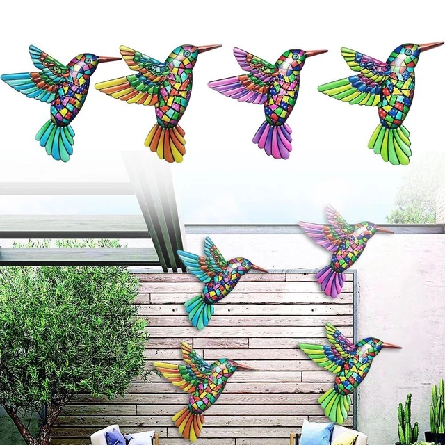 Dekorative Artikel Metall-Vogel Wand-Kunst-Skulptur 4pc Eisen Hängende Ornament 8